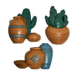 Vintage Burwood Southwestern Cactus Decoration Wall Hangings Set of 3 USA
